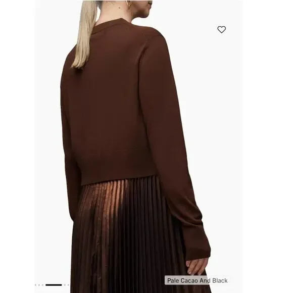 ALLSAINTS Nadia Foil Midi Dress Wool 2-in-1 Size Medium NWT - Picture 11 of 16